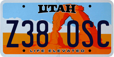UT license plate Z380SC