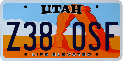 UT license plate Z380SF