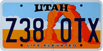 UT license plate Z380TX