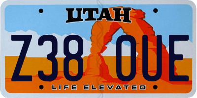 UT license plate Z380UE