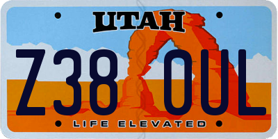UT license plate Z380UL
