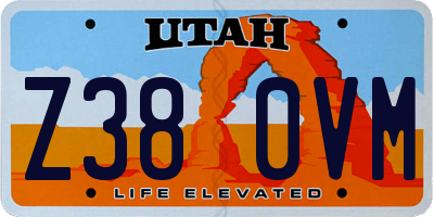 UT license plate Z380VM