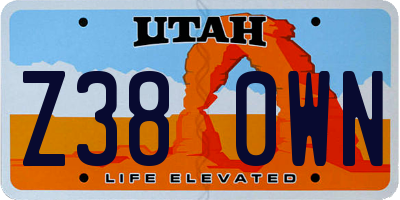 UT license plate Z380WN