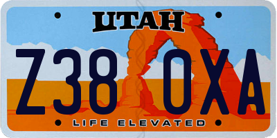 UT license plate Z380XA