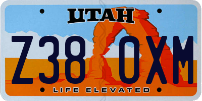 UT license plate Z380XM