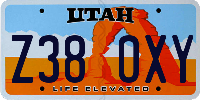 UT license plate Z380XY
