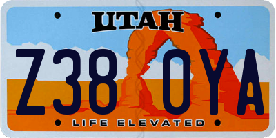 UT license plate Z380YA