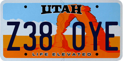 UT license plate Z380YE