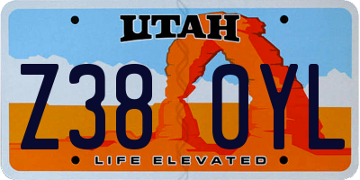 UT license plate Z380YL