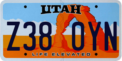 UT license plate Z380YN