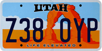 UT license plate Z380YP