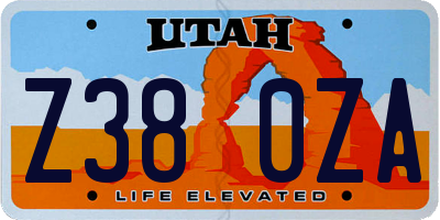 UT license plate Z380ZA