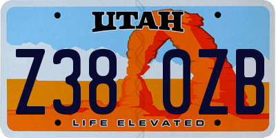 UT license plate Z380ZB