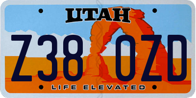 UT license plate Z380ZD