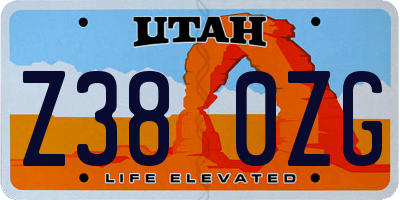 UT license plate Z380ZG