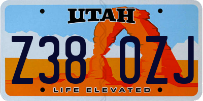 UT license plate Z380ZJ