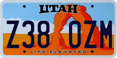 UT license plate Z380ZM