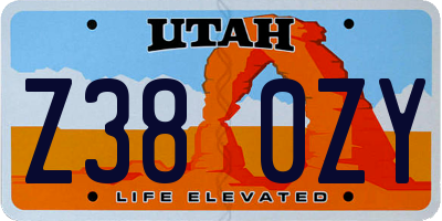 UT license plate Z380ZY