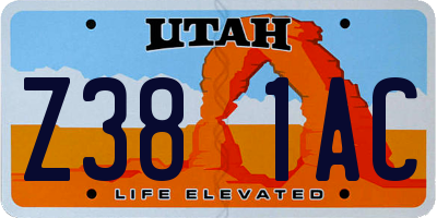UT license plate Z381AC