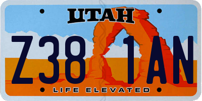 UT license plate Z381AN