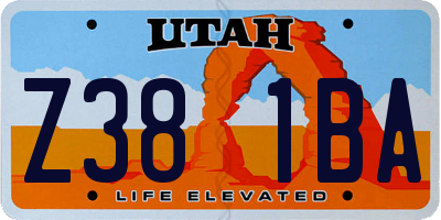 UT license plate Z381BA