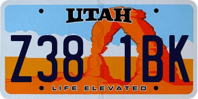 UT license plate Z381BK