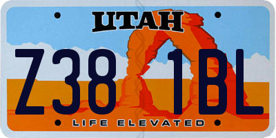 UT license plate Z381BL