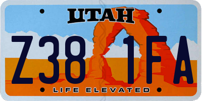 UT license plate Z381FA