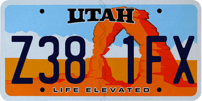 UT license plate Z381FX