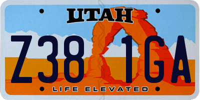 UT license plate Z381GA