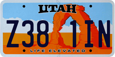 UT license plate Z381IN