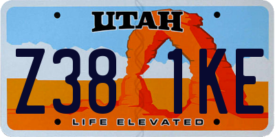 UT license plate Z381KE