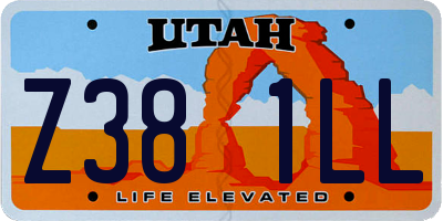UT license plate Z381LL
