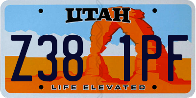 UT license plate Z381PF