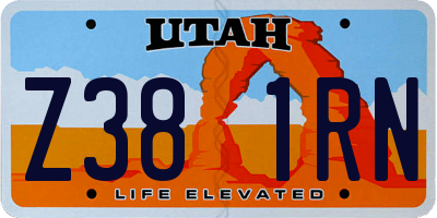 UT license plate Z381RN