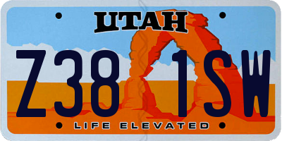 UT license plate Z381SW