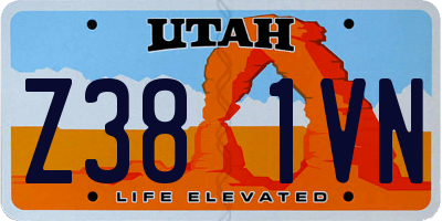 UT license plate Z381VN
