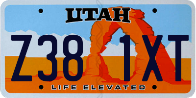 UT license plate Z381XT