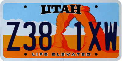 UT license plate Z381XW