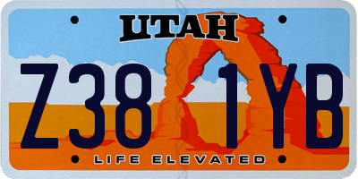 UT license plate Z381YB