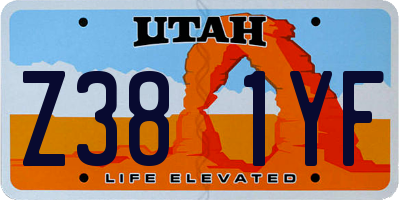 UT license plate Z381YF