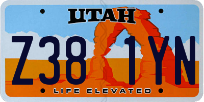 UT license plate Z381YN
