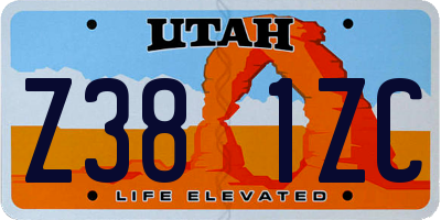 UT license plate Z381ZC