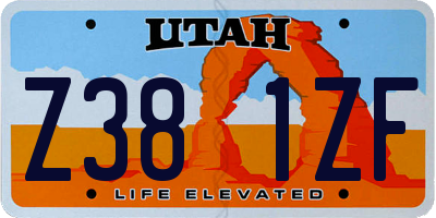 UT license plate Z381ZF