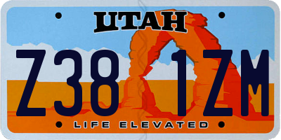 UT license plate Z381ZM