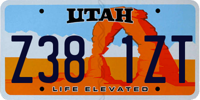 UT license plate Z381ZT