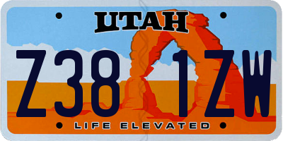 UT license plate Z381ZW