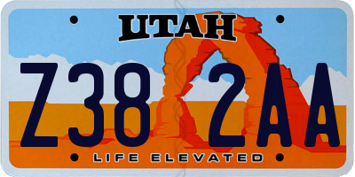 UT license plate Z382AA