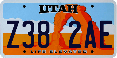UT license plate Z382AE