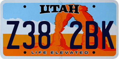 UT license plate Z382BK